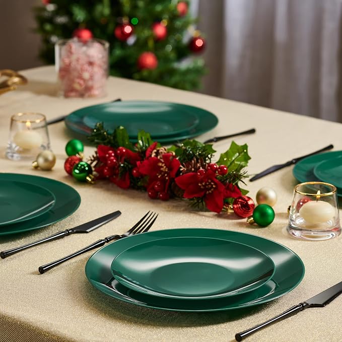 PLASTICPRO 32 Piece Combo Christmass Set includes 16-7'' inch Plates & 16-10'' - Image 2