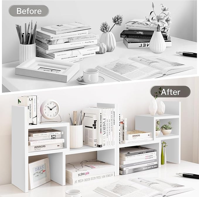 Jerry & Maggie - Desktop Organizer Office Storage Rack Adjustable Wood Display - Image 6
