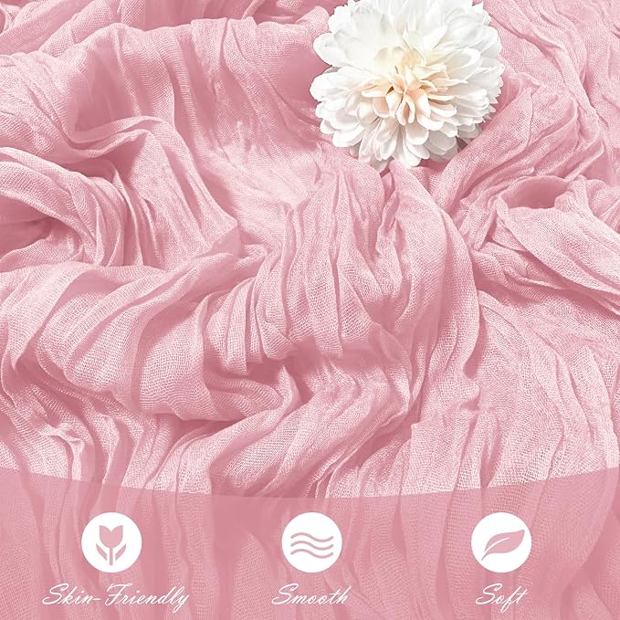 15 Pack Light Pink Cheesecloth Table Runner 17 x 108 inch Cheese Cloth Table - Image 5