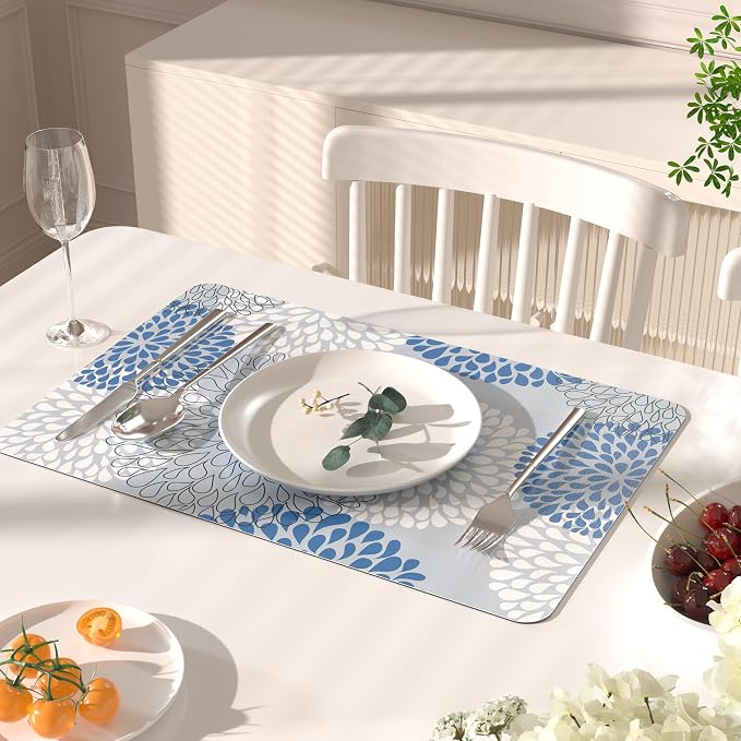 QIYI PU Leather Placemats Set of 6, Dahlia | Faux Leather, Heat Resistant - Image 6