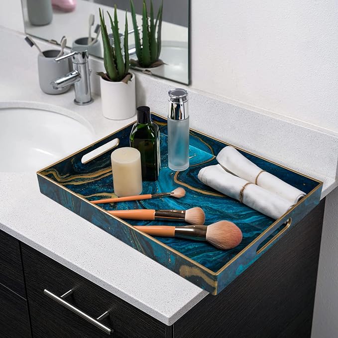 Blue Serving Trays, Plastic Rectangular Serving Tray - Image 7
