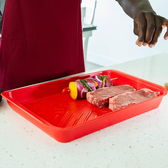 AVIEUS Grill Prep and Serve Trays | Set of 2 Stackable, Melamine Trays | - Image 7