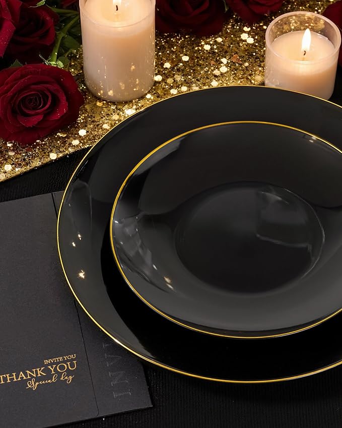 Nervure 100PCS Black Plastic Plates - Image 2