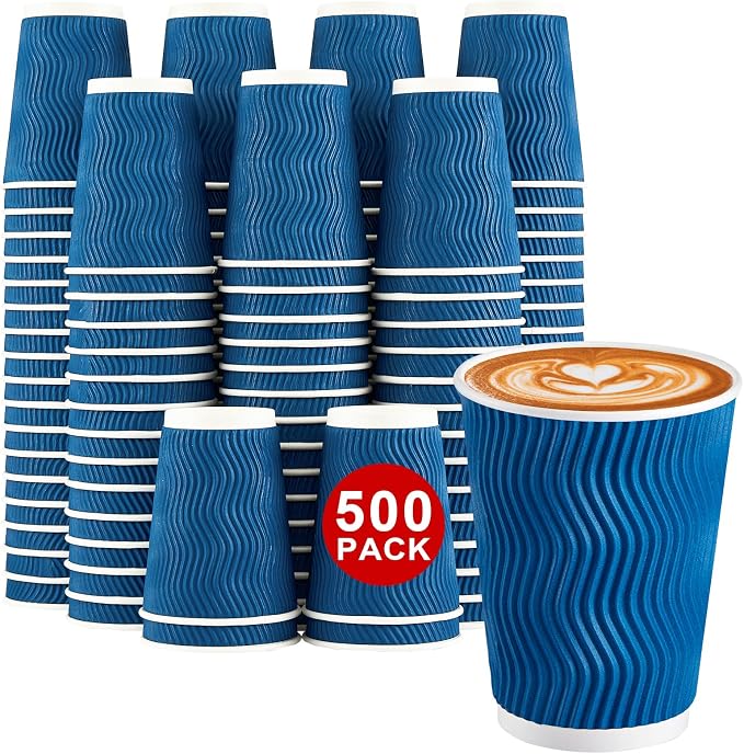 Lamosi 500 Count 12 oz Insulated Disposable Paper Coffee Cups Bulk No Lids | by BuyNow