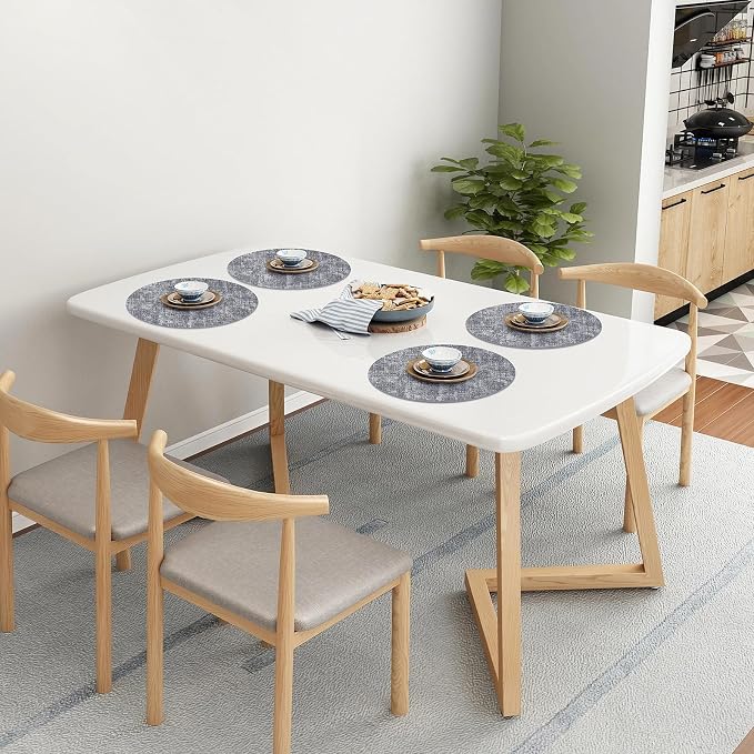 Homaxy Round Faux Leather Placemats and Coasters, Wipeable Place Mats, - Image 9