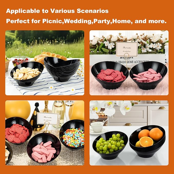 5 Pack black Plastic Serving Bowls - Image 5