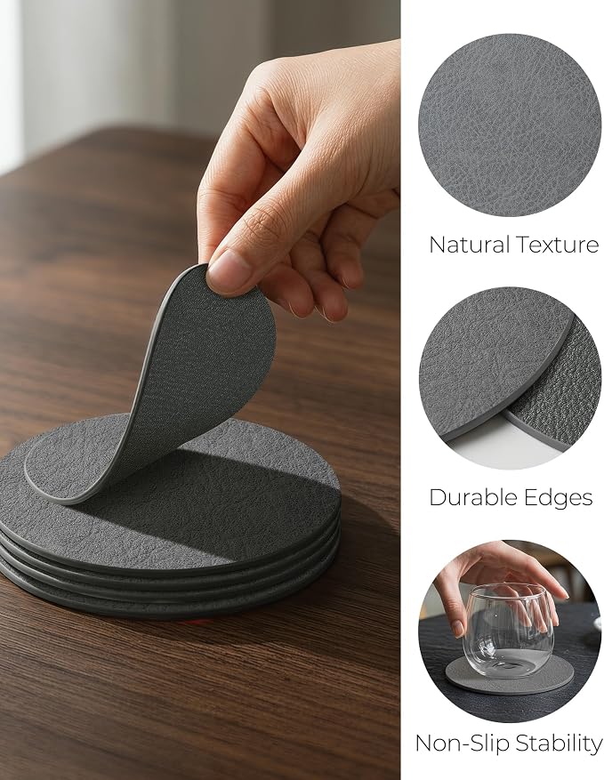 Leetaltree Reversible Leather Coasters Set of 12 - Image 4