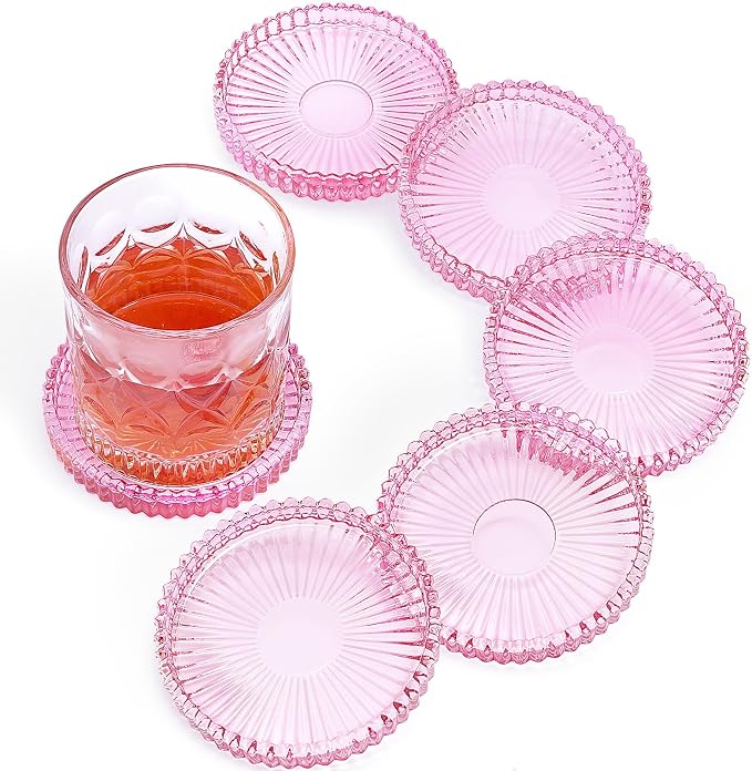 Modern Clear Glass Coasters Set of 6, Cute Coasters Table Mats by GOHDODD