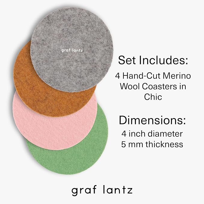 Graf Lantz - Bierfilzl Merino Wool Round Coasters Set of 4 - Chic - Absorbs 30% - Image 4