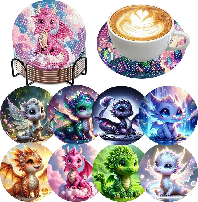 Mrnsiet 8PCS Diamond Art Coasters by Mrnsiet