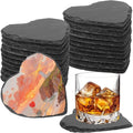 24 PCS Slate Drink Coasters Bulk, 4 Inch Black Slate Stone Coasters by DASSNANE