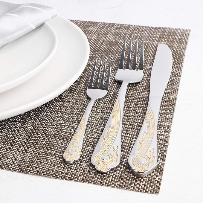 Gold Silverware Set, 20 Piece Stainless Steel Golden Flatware Set - Image 3