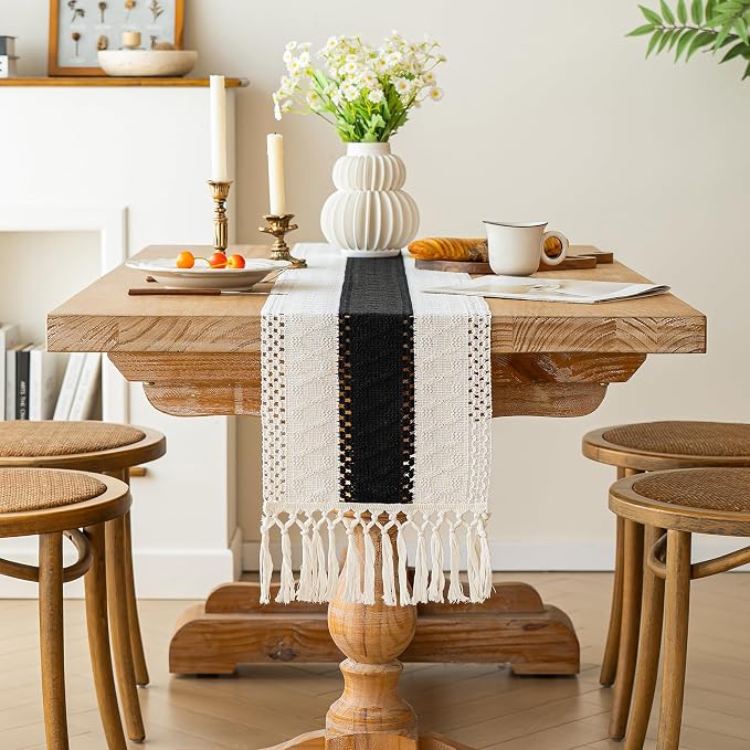 Farmhouse Table Runner for Home Decor 12x90 Black Fall Home Decor | 90Inches - Image 3