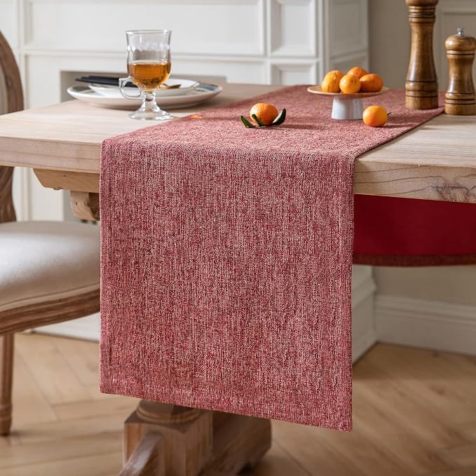 Burlap Style Farmhouse Table Runner, 14x108 Inches Red | Thick Durable Fabric by ZEEMARTONLINE