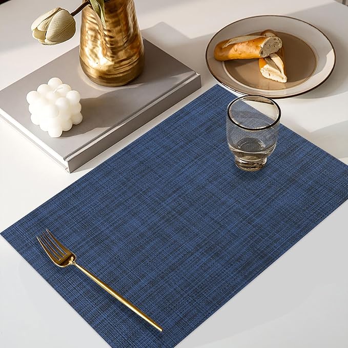 Vinyl Placemats Set of 6, PVC Woven Washable Non-Slip Table Mats, Heat - Image 5
