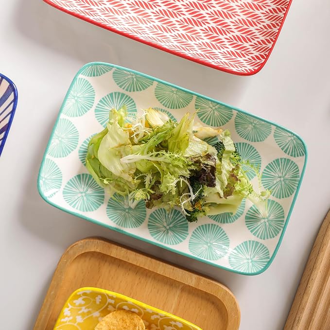 Selamica Ceramic Rectangular Salad Plates Set of 4, Small Serving Plates - Image 5