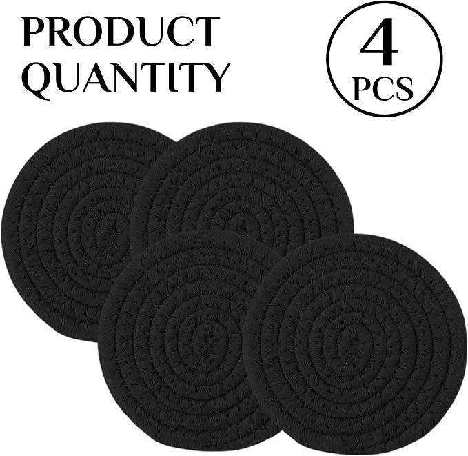 4PCS Cotton Round Woven Coasters Drink - Image 4