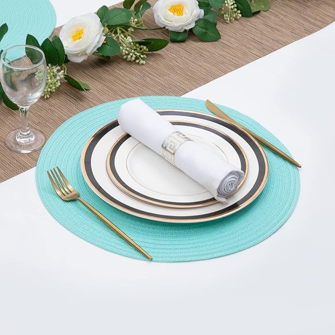 SHACOS Round Placemats Set of 6 Washable 15 inch Round Table Mats Cotton - Image 7