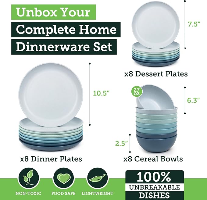 Grow Forward 24-piece Premium Wheat Straw Dinnerware Sets - Image 3
