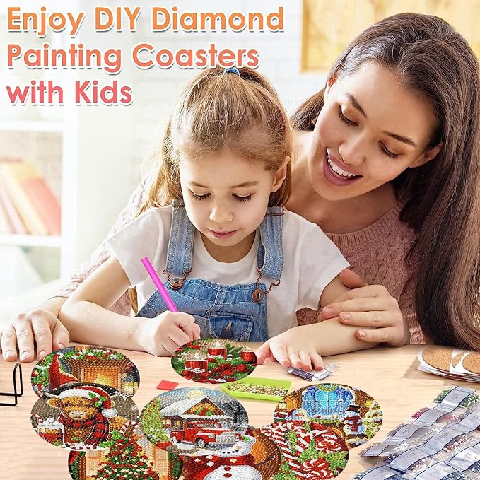 ijbnhd 8 Pack Christmas Diamond Art Coasters Kits - Image 7