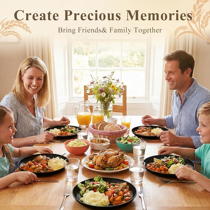 Dinner Plates 9 Inch, Wheat Straw Plates Set of 8, Alternatives to Plastic - Image 6