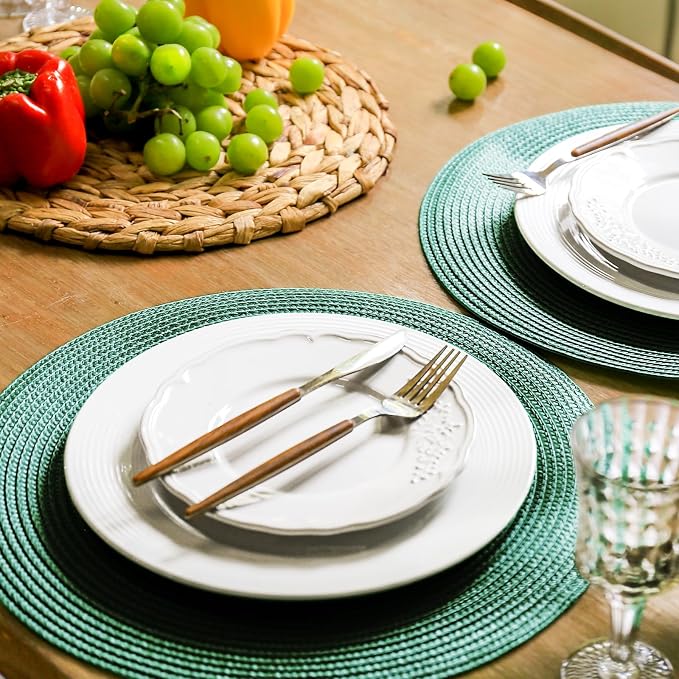 FunWheat Round Braided Placemats Set of 6 Table Mats - Image 5