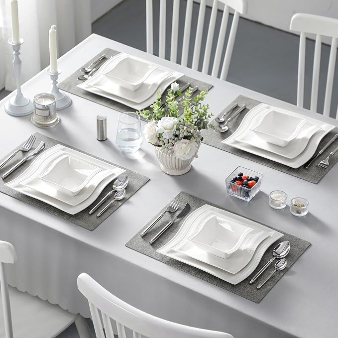 MALACASA Ivory White Dinnerware Set, 12 Pieces - Image 6