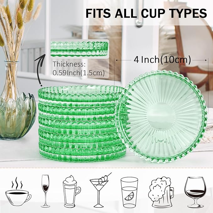 Modern Clear Glass Coasters Set of 6, Cute Coasters Table Mats - Image 2