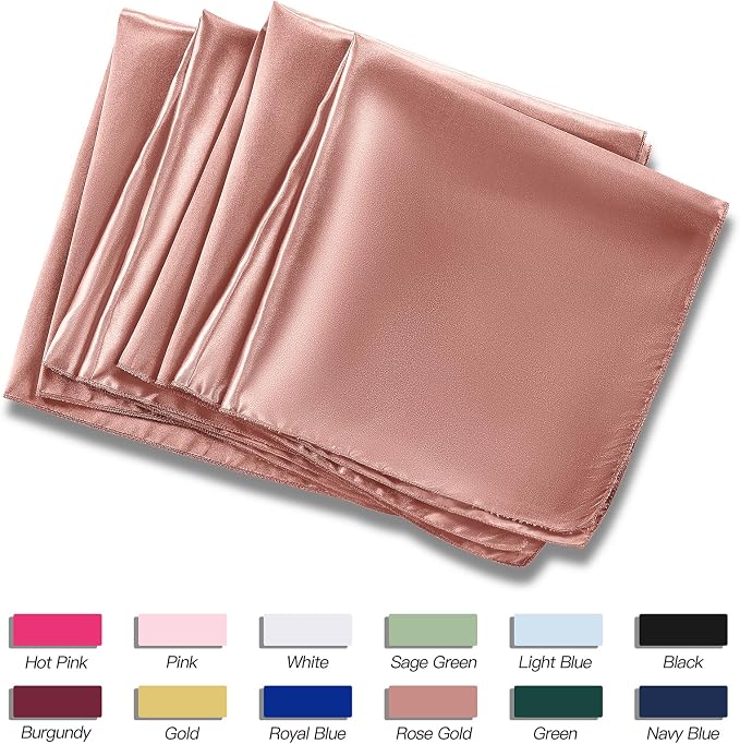 P Pothuiny 24 Pcs Rose Gold Satin Napkins 17 x 17 Inch, Satin Cloth Napkins | - Image 6