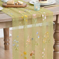 Artoid Mode Wildflower Floral Fern Green Gauze Embroidery Table Runner 120 Inch by ArtoidMode