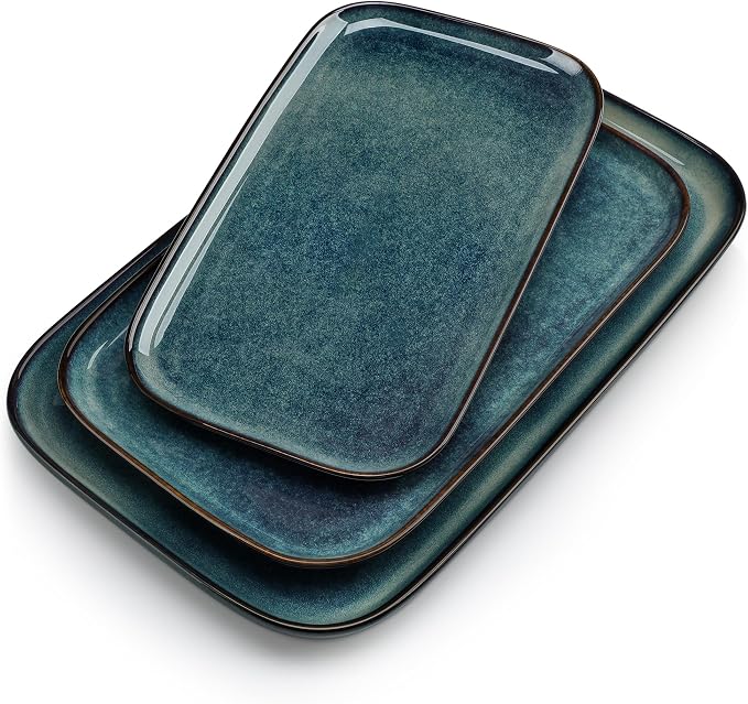 vancasso Stern Serving Platters Set of 3, 15/13/ 11 Inches Rectangular Serving by vancasso