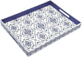Serving Tray with Handles, 15.7 * 11.8 inches, Plastic Ottoman Tray with by PDUHKO