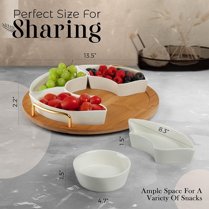 Chip and Dip Serving Set, 13.5" Serving Platters and Trays, Appetizer Serving - Image 4
