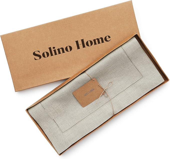 Solino Home 100% Pure Linen Dining Table Runner Natural Woven, 14 x 36 in | - Image 6