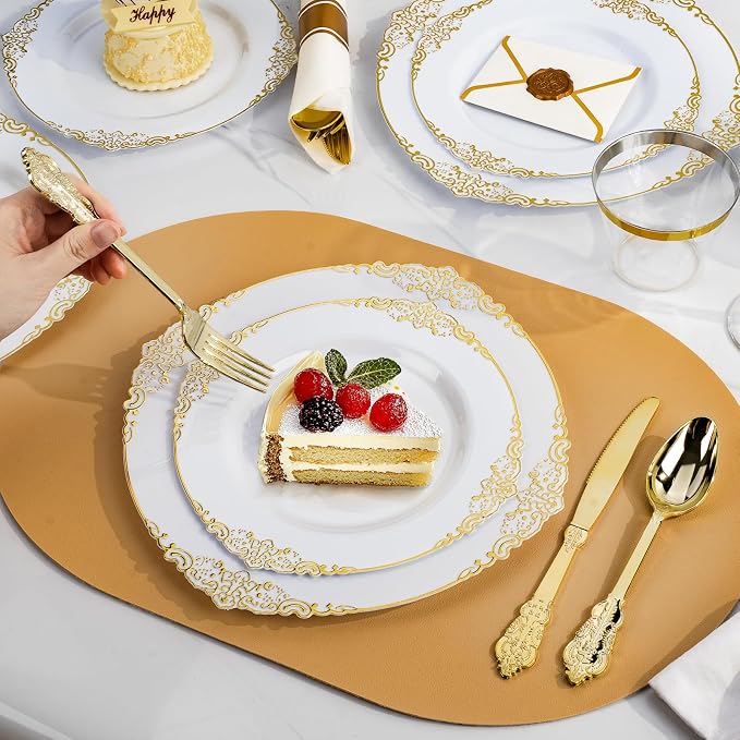 Bestluck 175PCS Gold Disposable Dinnerware - Image 6