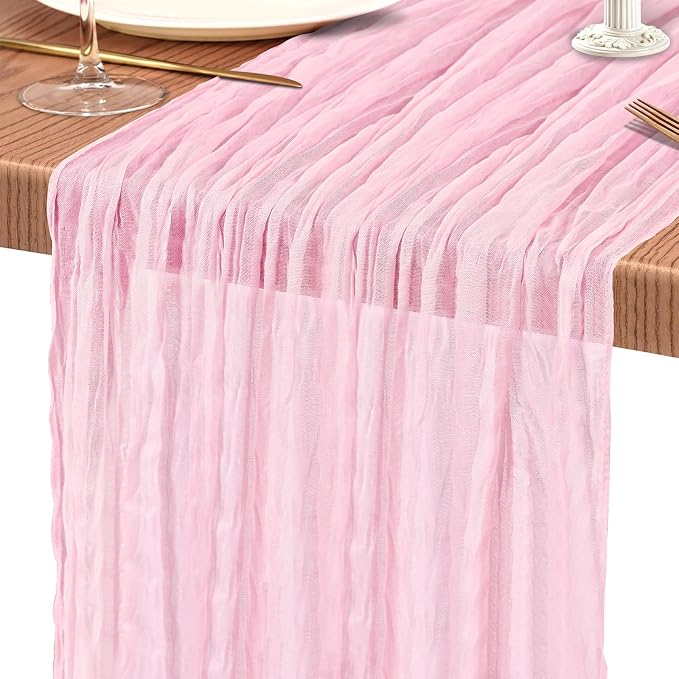 18 Pack Cheesecloth Table Runner 10FT Light Pink Table Runner Boho Gauze Cheese - Image 9