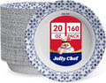 160 Count Paper Bowls 20 oz Soak Proof, Heavy Duty Printed Disposable Bowls Bulk by JOLLYCHEF