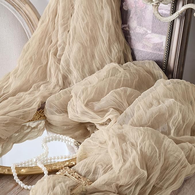 12 Pack Tan Beige Cheesecloth Table Runners, 120 Inch 10Ft Gauze Table Runner - Image 7