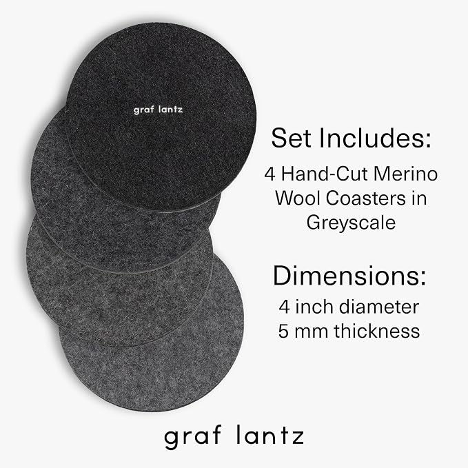 Graf Lantz - Bierfilzl Merino Wool Round Coasters Set of 4 - Greyscale - - Image 4