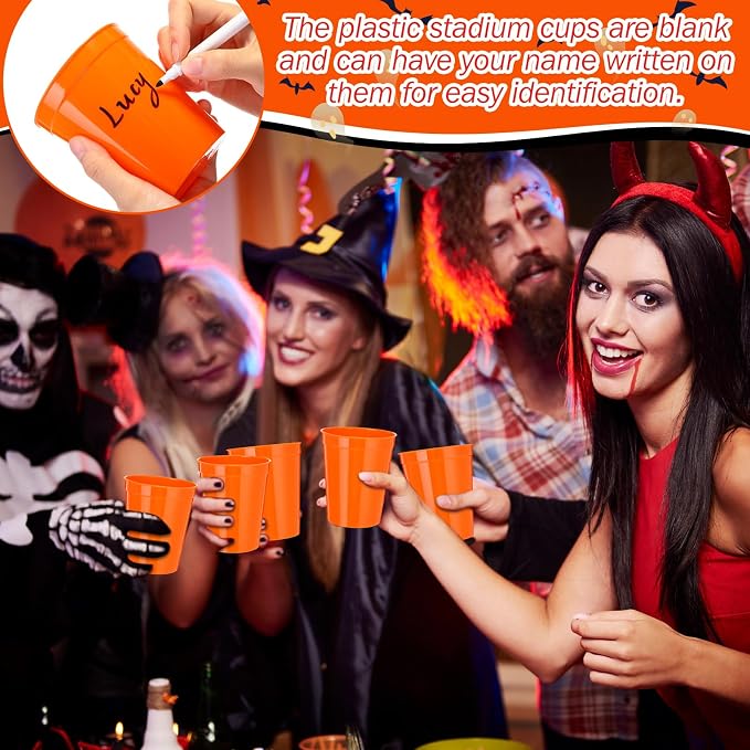 Yungyan 12 Pack 16 oz Stadium Cups Reusable Plastic Cups Blank Drink Stadium - Image 4