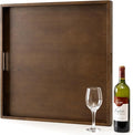 24 Inch Large Square Wooden Ottoman Tray by Axeman