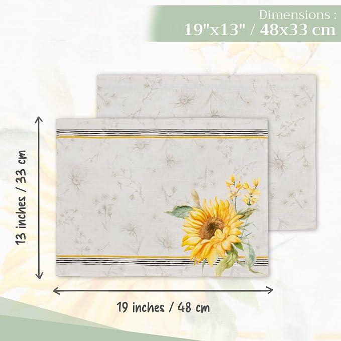 Maison d' Hermine Placemats Set of 4 Reusable 100% Cotton | Cloth Place Mats - Image 4