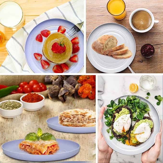 DAPIPIK 6 PACK 6 Inches wheat straw plates, Unbreakable Deep Dinner Plates - Image 5