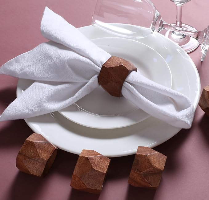 ALPHA Living HOME Wooden Napkin Rings Set of 12 - Image 2