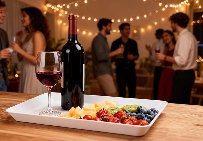 DCA 4 Pack White Serving Trays for Entertaining, BBQ & Parties | Grilling - Image 2
