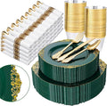 Nervure 350Pcs Green Plastic Plates, Plastic Dinnerware Set by Nervure