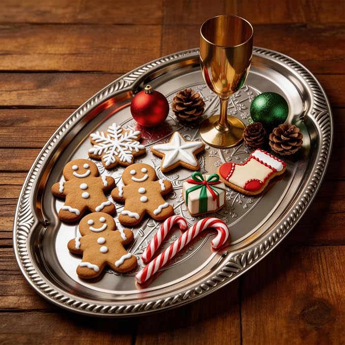 4-pcs 20.3" x 15.1"Large Silver Serving Trays Set, Stainless Steel Decorative - Image 7