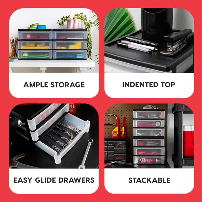IRIS USA 3-Drawer Medium Plastic Stacking Desktop Organizer, stationery - Image 4
