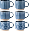 GBhome 12 OZ Stackable Coffee Mugs Set of 6, Ceramic Coffee Cups Set | 3 by GBhome