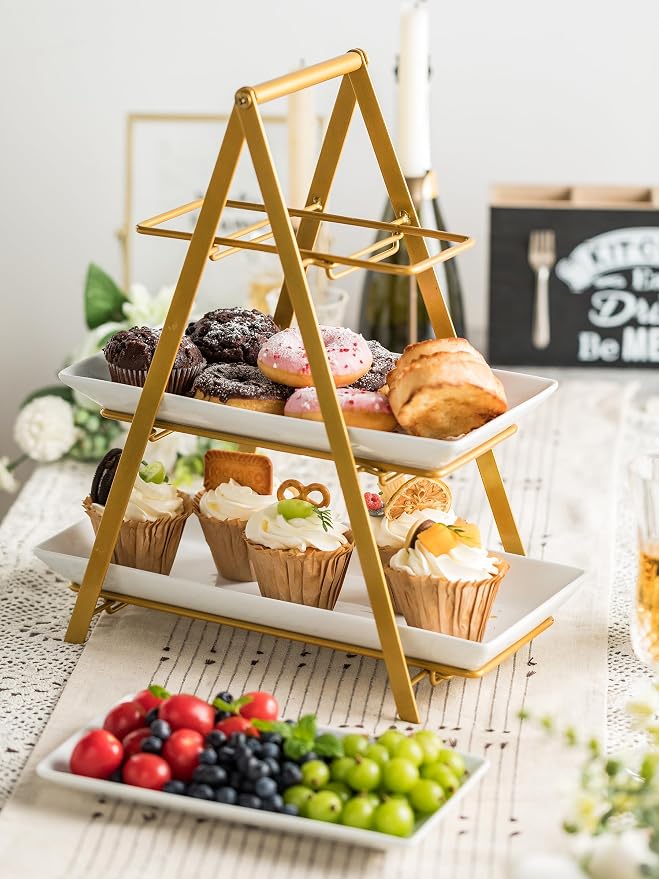 YHOSSEUN 3 Tier Serving Tray, 10+12+14 Inch Serving Platters and Tray, 3 Tiered - Image 4